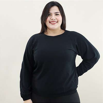 Blusa Moletom Elástico Cintura e Punho