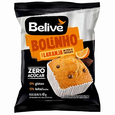 BOLINHO LARANJA COM GOTAS DE CHOCOLATE SEM AÇÚCAR 40G BELIVE