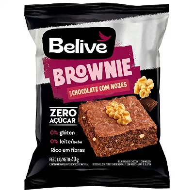 BROWNIE CHOCOLATE COM NOZES SEM AÇÚCAR SEM GLÚTEN 40G - BELIVE