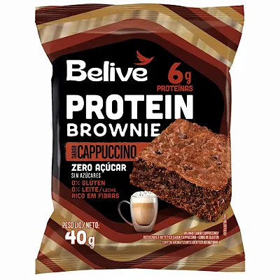 BROWNIE PROTEIN CAPPUCCINO SEM AÇÚCAR SEM GLÚTEN 40G  BELIVE