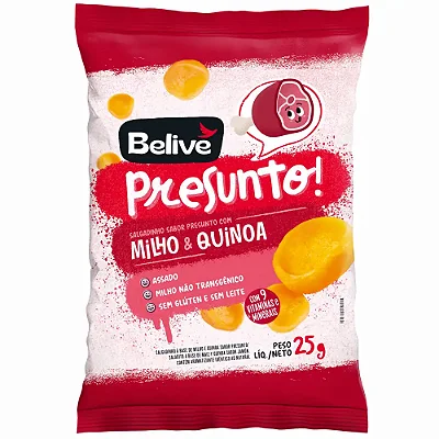 SALGADINHO SEM GLÚTEN SEM LEITE SABOR PRESUNTO 25G  BELIVE