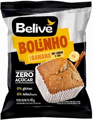 BOLINHO BANANA COM CANELA E CHIA ZERO 40G  BELIVE