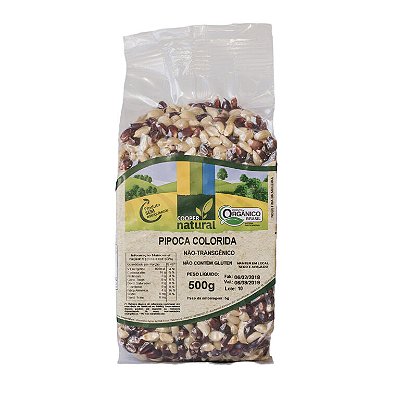 Milho de Pipoca Colorida Orgânico 500gr Sem glúten