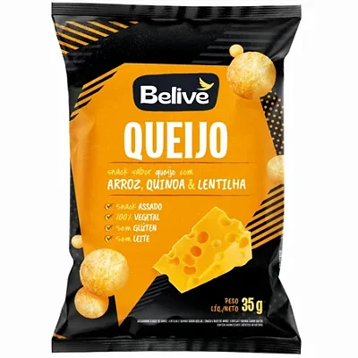 Salgadinho de Queijo Sem Glúten Sem Leite Snack de Arroz Belive 35g