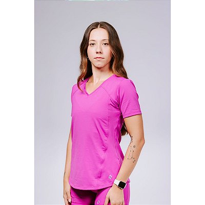 Camiseta Feminina Fitness Proteção UV Fúcsia