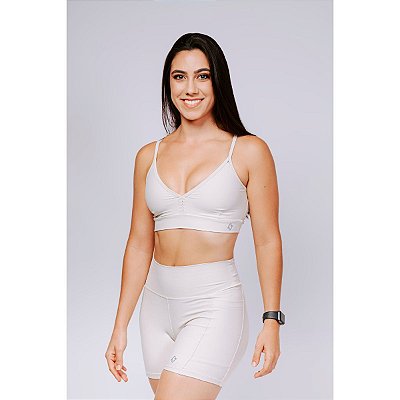 Shorts Fitness Curto Alta Compressão com Bolso Areia
