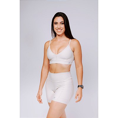 Conjunto Fitness Top e Shorts Curto Areia