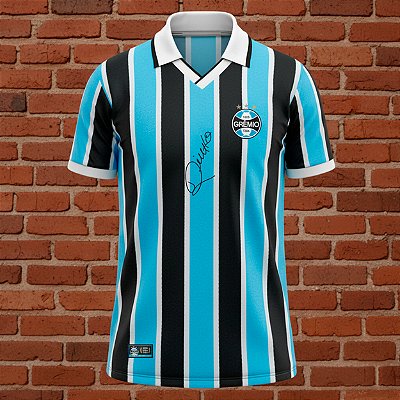 Camiseta Autografada Dinho Grêmio Retrô Clássica Anos 90