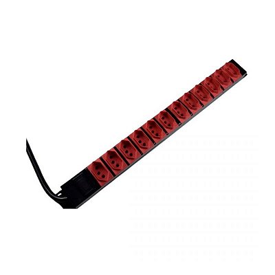 Régua padrão 19" NBR com tomadas 20A cabo 02 metros plug 20A