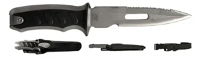 Albatroz Fishing Qs-214b Faca Preta para Mergulho Lâmina Afiada ou Serra Com Corda e Bainha