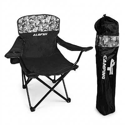 Cadeira Para Pescador Grande Dobrável Com Braço Hba-20S - Albatroz Fishing Resiste Até 150kg