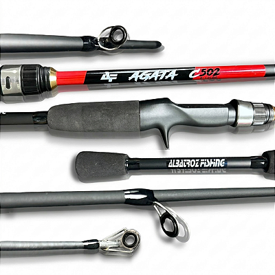Vara de Pesca Para Carretilha Ágata Vermelha 1.50m 6-12lbs 2 Partes - Albatroz Fishing