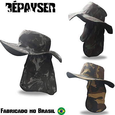 Chapéu Pescador Camuflado Australiano com Proteção para Nuca e Pescoço