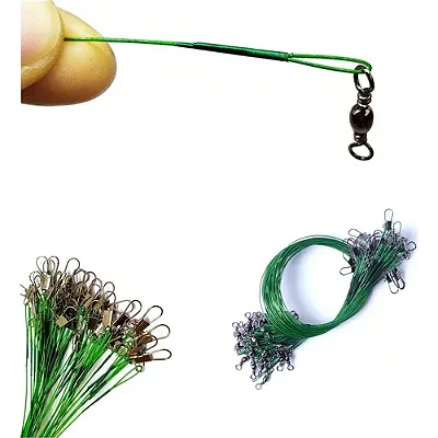 Kit 10 Chicotes Pesca Cabo Aço Com Snap Encastoado Girador 25cm
