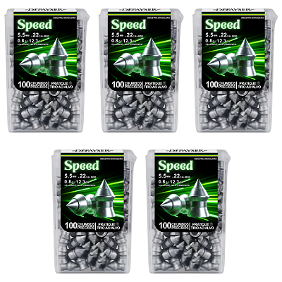 Kit 5 Chumbinho Speed 5.5mm Carabina Perfura Pontiagudo 500 Unidades - Dépayser