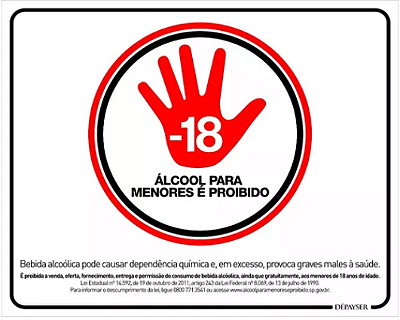 Placa Proibido Venda Bebida Para Menores De 18 Anos 25x20