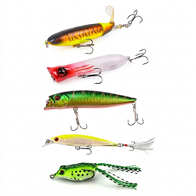 Kit 5 Isca Artificial Melhores Brava Rap Popper Whopper Frog Sortidas