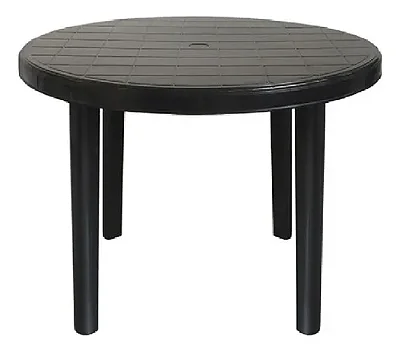 Mesa Redonda Plástica Jardim Desmontável Preta Arqplast