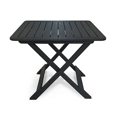 Mesa Quadrada Dobrável Praia Piscina Jardim Preta