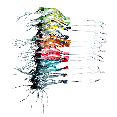 Kit 5 Iscas Camarão Artificial Pescaria Fácil Encastroado Sortidas