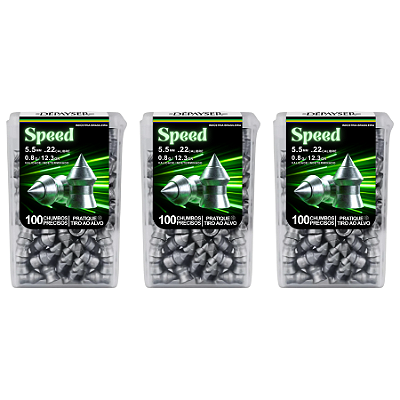 Kit 3 Chumbinho Speed 5.5mm Carabina Perfura Pontiagudo 300 Unidades - Dépayser