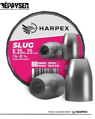 Chumbinho 6.35mm Harpex Slug 2,6g Chumbo P/ Carabina 80 Un