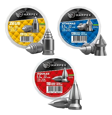 Kit 340 Chumbinhos Harpex Espingarda/ Carabinas 5.5mm Aquiles Athena Zeus