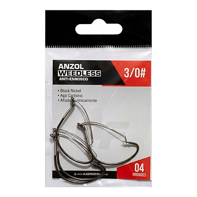 Anzol Wide Gap 3/0 Com Anti-Enrosco Para Isca Viva 20 Unidades - Albatroz Fishing