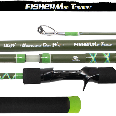 Vara Para Carretilha Fisherman Tripower 3 Vezes Mais Fortes Massiça 543m 1,63m 6-36lbs 3 Partes - Tacom