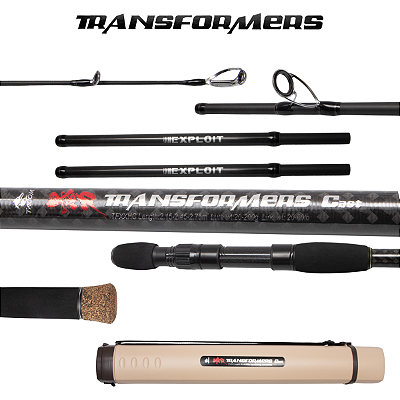 Vara Carretilha Transformers Cast 2,15m / 2,45m/ 2,75m 4 partes + 2 extensores 20-60lb Tacom