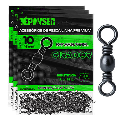 Girador De Pesca Black Niquel N10 Inox 15kg 33lb 16mm 50pçs + Brinde - Dépayser