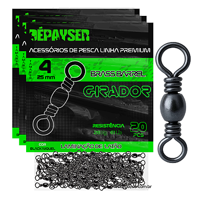 Girador De Pesca Black Niquel N4 Inox 28kg 61lb 25mm 50pçs + Brinde - Dépayser
