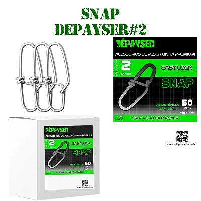 Snap De Pesca Easy Lock Niquel N2 31kg 68lb 17mm 50pçs + Brinde - Dépayser
