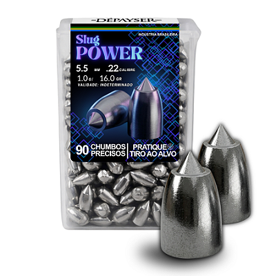 Chumbinho Slug Power 5.5mm Pontiagudo Pointed Carabina Munição Chumbo 90 Unidades - Exclusivo Dépayser
