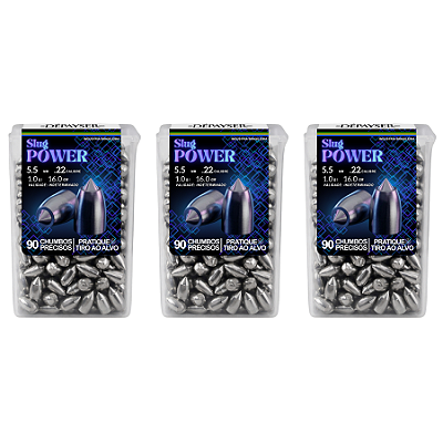 Kit 3 Chumbinho Slug Power 5.5mm Pontiagudo Pointed Carabina Munição Chumbo 270 Unidades - Exclusivo Dépayser