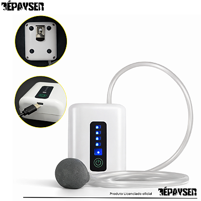 Bomba de Oxigênio para Aquário Portátil Silenciosa USB Recarregável Tipo C Dépayser Aerador Aquário Peixe Isca Viva