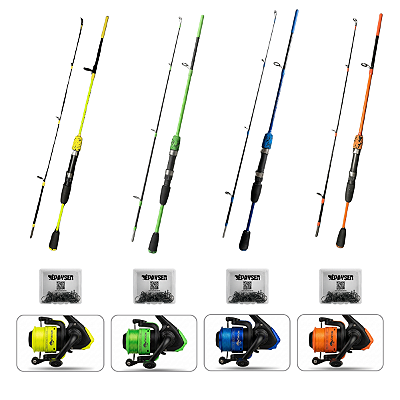 Kit Pesca Completo Vara 1,50m + Molinete lumina 200 + 10 anzóis+ Linha