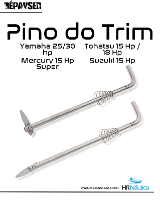 Pino de Encosto do Trim Yamaha 25 30 HP Suzuki 15 HP Mercury 15 HP Super Tohatsu 18 HP PNY 002 - HR Náutica