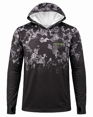 Camisa de Pesca com Capuz e Luvinha Comfort Preta UV 50+ Dépayser - Diversos Tamanhos