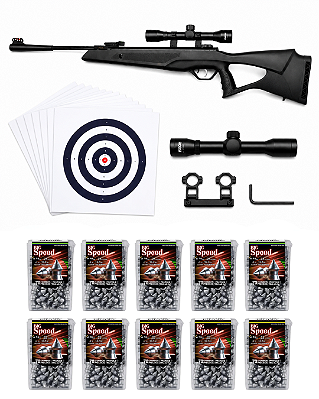 Kit Carabina Rossi R1000 GR Gas Ram 6,35mm + Luneta 4x32 + Chumbinhos + Alvos