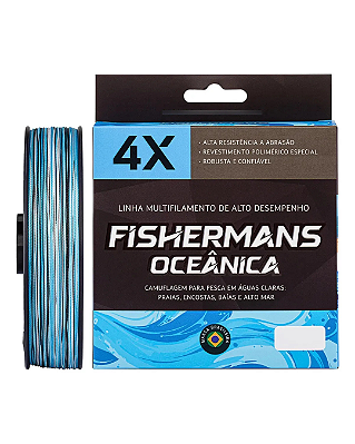 Linha Multifilamento Fishermans Oceânica 4X Azul 300m 0,24mm 20lb