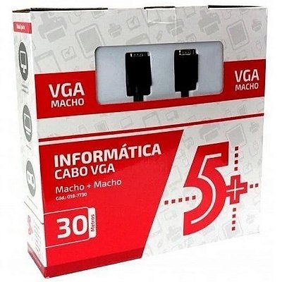 Cabo Vga Macho Para Vga Macho Com Filtro Preto 30M
