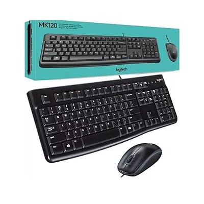 Kit Mouse E Teclado Logitech Mk120 Com Fio Usb Pto