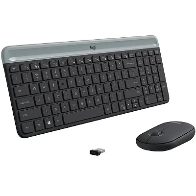 Kit Mouse E Teclado Logitech Mk470 Slim Sem Fio Usb Grafite Americano