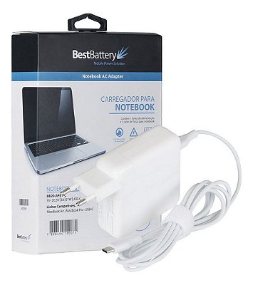 Fonte Para Notebook Apple Usb-C 3A Branca 61W Bb20-Ap61-C