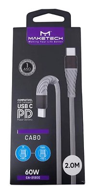Cabo Usb Tipo C Tipo C 2 M 60W Cinza Maketech Ca-212 Cc
