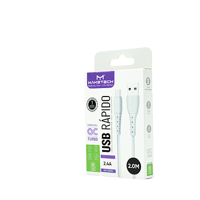 Cabo Usb Micro Usb V8 Ca-227a 2M Branco Marca Maketech