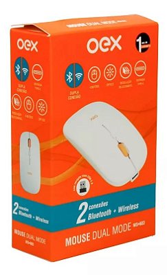 Mouse Dual Mode Wifi e Bluetooth Oex Branco ms603