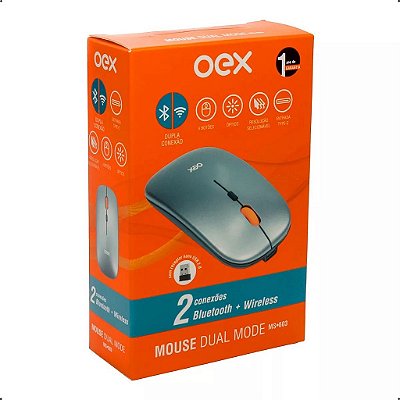 Mouse Dual Mode Wifi e Bluetooth Oex Cinza ms603