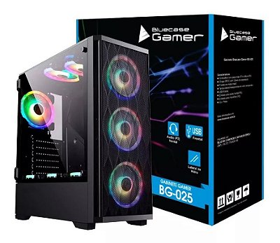 Gabinete Gamer Bluecase Bg-025 Vidro Temperado Sem Fans Suporta Water Cooler